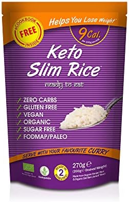 Eat Water Keto Slim Rice 270g (Pack of 10) – Organic Konjac Rice Alternative, Low Calorie, Vegan, Zero Carb, Gluten-Free, Fat & Sugar Free, Vegan High Fibre Ready to Eat Paleo Diet