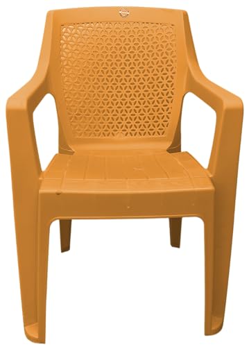Image of SkyGlamour Cello Sonet Plastic Arm Chair Garden, Home, Living Room, Indoor and Outdoor(Colour: Amber Gold; Set of 2)
