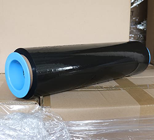 2 Pack Black Stretch Wrap Industrial Strength With Plastic Handle 18" X 1000 Feet 80 Gauge, Plastic Pallet Supplies Durable Self-Adhering For Packing, Moving, Heavy Duty Shrink Film Rolls, Bomei Pack #TOP4