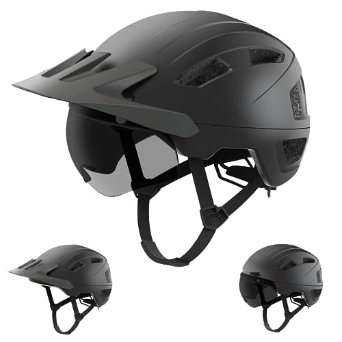 Fahrradhelm Herren, Damen Helm mit Magnetischem Visier Abnehmbarer...