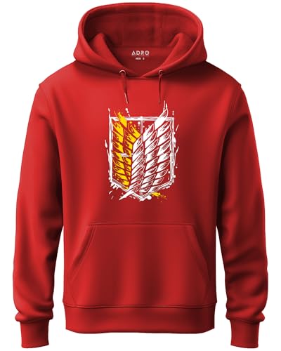 Image of ADRO Graphic Design Hoodie for Men, 320 GSM Soft Cotton Hoodies, Long Lasting Printed Hooded Sweatshirt for Men | H22-2-WINN-RD-5XL Red