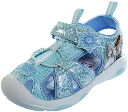 Disney Girls' Shoes - Minnie Mouse or Frozen Light-Up Closed Toe Sports Sandals (6T-12), Size 9 Toddler, Three White Lights