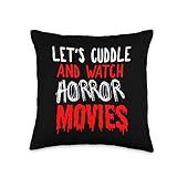 Let's Cuddle And Watch Horror Movies Horror Movie Gift Throw Pillow, 16x16, Multicolor