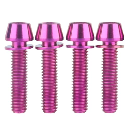 Image of 4Pcs Titanium Bolt M6x25mm Allen Hex with Washers Screw (Purple) | Grade 5 Titanium Bolt,Corrosion Resistant,High Strength to Weight,Non Magnetic,Lightweight Construction