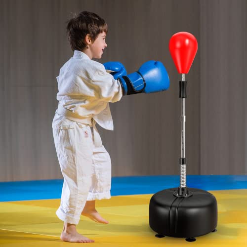 Wingeddream Punching Speed Bag With Stand For Kids, Adjustable Height Stand Boxing Bag Freestanding Reflex Fitness Strong Durable Speed Bags For Exercise #TOP6