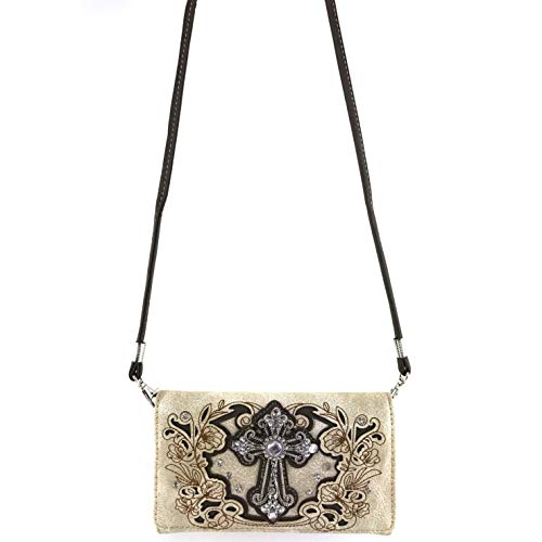 Zelris Western Floral Blossom Cross Women Crossbody Wrist Trifold Wallet3