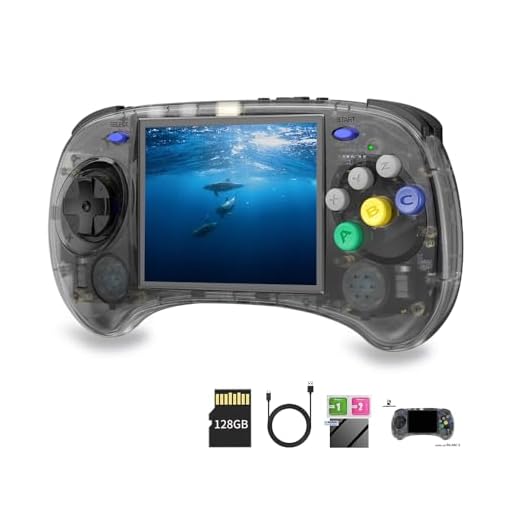 RG ARC-S Handheld Game Console 4.0 inch IPS Screen Linux System RK3566 64bit 5G WiFi Bluetooth 4.2 Retro Video Player with 128GB Card 20+ Simulator 4541 Games Support Wired Handle(RG ARC-S-Black TP)