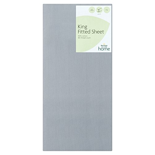 Morrisons 100 Percent Cotton Grey King Fitted Sheet