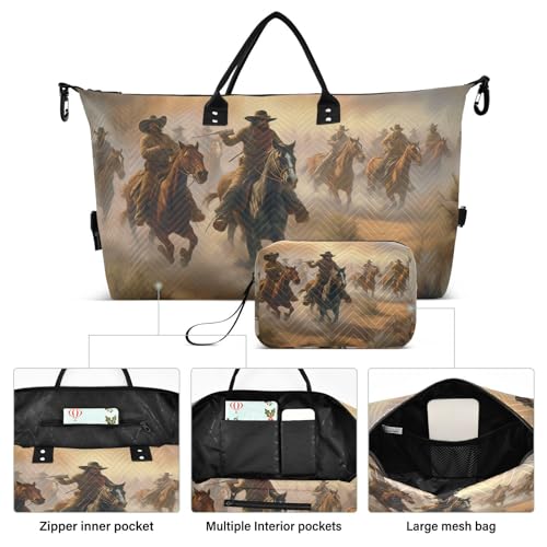 Large Travel Duffel Bag, Cowboy Racing Sports Tote Gym Bag, Shoulder Weekender Overnight Bag for Women Men, Carry On Luggage with Toiletry Bags2