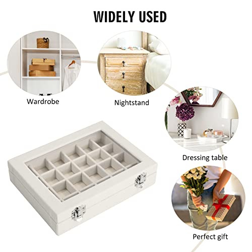 Vicoter Velvet Jewelry Box 24 Grid Jewelry Ring Display Organiser Box Tray Holder Earrings Storage Case For Girls Wife Mom Women thumb #5