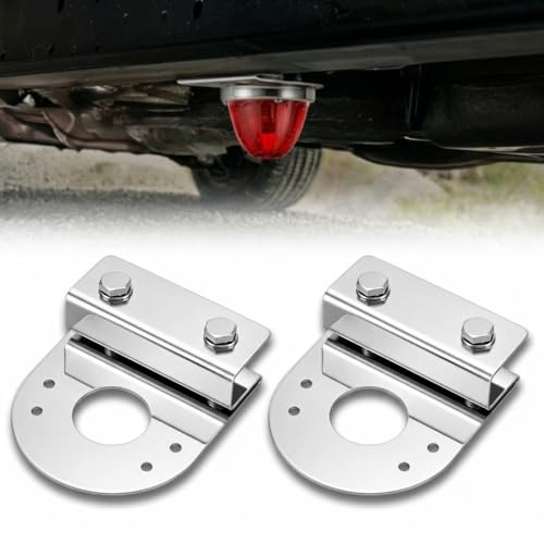 2PCS Watermelon Light Under Glow Frame Bracket 304 Mirror Polished Stainless Steel Clamp-On Mount No Drilling Required Fits Semi Trailers Trucks Pickups (0 Degree)