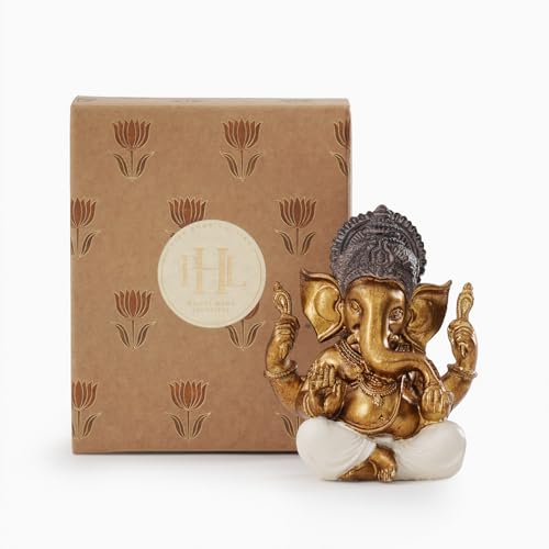 PURE HOME + LIVING Ivory Antique Gold Polyresin Sitting Ganesha - Medium Idol for Vighnaharta Blessings, Wisdom, Prosperity & Elegant Home & Puja Room Decor (Pack of 1) thumbnail 13