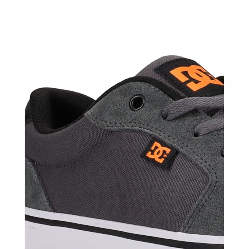 DC Men's Anvil Casual Skate Sneaker, Grey/Black/Orange, 6.5