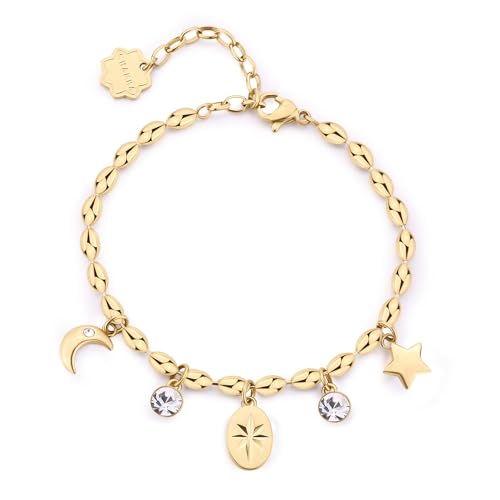 Bracelet Brosway acier doré BHKB248 avec pendentifs cristaux pour femme
