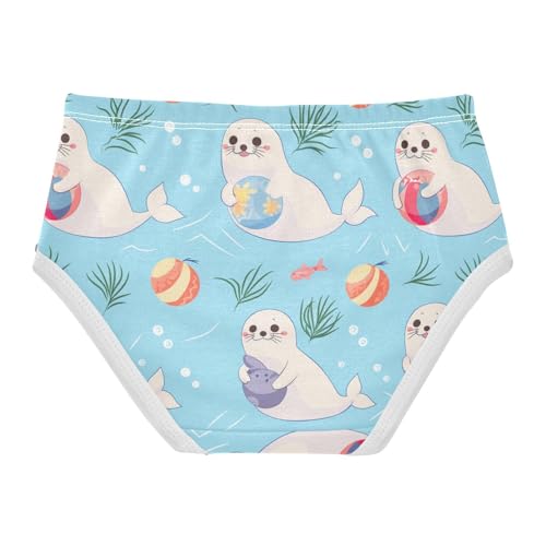 Wusikd Seal Colorful Girls' Underwear Cotton Ball Girls Briefs Soft Toddler Underwear 2T2