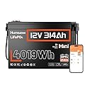 HumsiENK 12V 300Ah (314Ah) LiFePO4 Lithium Battery Mini Size, Bluetooth 200A BMS, 15000+ Deep Cycles, Low-Temp Protection – for RV, Marine, Solar, Off-Grid, Home Backup (Compact & Lightweight)