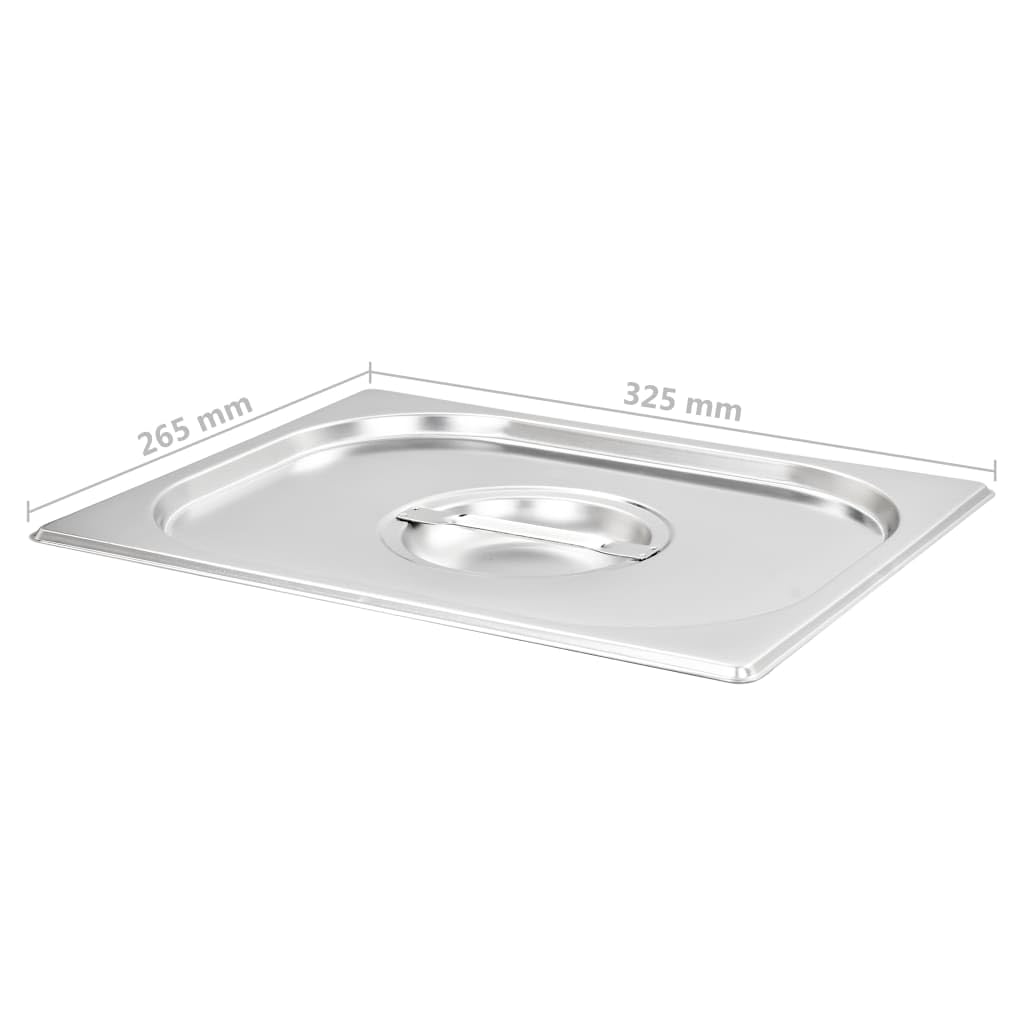 Pokrywa ze stali nierdzewnej do pojemników GN 1/2 325 x 265 mm, 2 sztuki, zapasowa pokrywka do pojemników utrzymujących ciepło, Chafing Dish i bufet gastronomiczny, wytrzymała i łatwa w