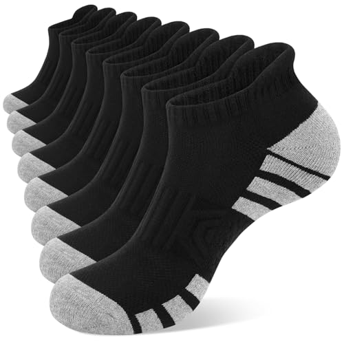 Kotashion Sports Ankle Trainer Socks for Men, Anti-Blister Cushioned Running with Arch Support Breathable Cotton Moisture-Wicking Short Socks Low Cut for Walking Cycling Gym 8 Pairs