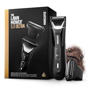 MANSCAPED® The Lawn Mower® 5.0 Ultra Groin & Body Hair Trimmer – Dual-Head SkinSafe® Trimmer & Foil Blades, Waterproof Wet/Dry Groomer, USB-C Rechargeable with Travel Case, Men’s Ball Shaver, Black