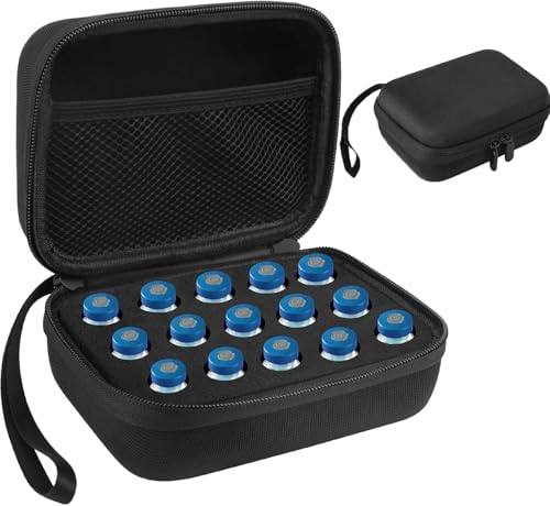 15 Slot Insulin Vial Holder Peptide Fridge Storage Organizer Insulin Fridge Protector Case for 10ml Vials Shockproof Travel Carrying Container with Mesh Bag & Double Zipper (Black 16.5cm)
