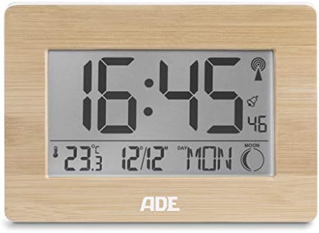 ADE Digital radio clock, bamboo, 2.8 x 22.9 x 16.1 cm
