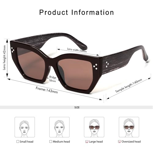 Retro Trendy Polarized Sunglasses for Women Oversized Square Narrow Cat Eye Womens Shades AP36754