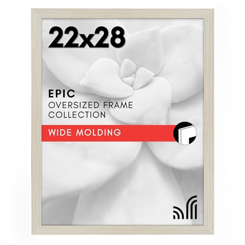Americanflat 22x28 Poster Frame with Polished Plexiglass - Wide Picture Frames Made of Engineered Wood for Vertical or Horizontal Wall Display - Epic Collection - Light Wood