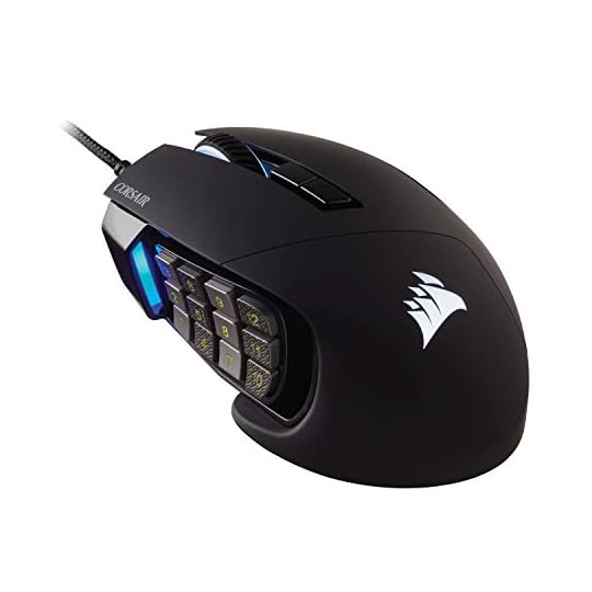 Corsair Scimitar RGB Elite, MOBA/MMO Gaming Mouse, Black, Backlit RGB LED, 18000 DPI, Optical