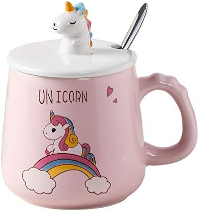 Cute Unicorn Ceramic Mug,Coffee Cup with Lovely 3D Unicorn lid Stainless Steel Spoon,Novelty Cartoon Morning Cup Tea Milk Christmas Mugs for Girls Children Office