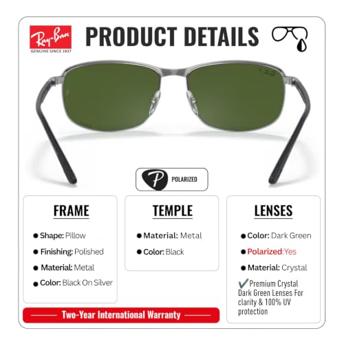Image of Ray-Ban RB3671CH CHROMANCE POLARIZED Square-Round Shape Sunglasses for Men & Women with Official Eyewear Kit