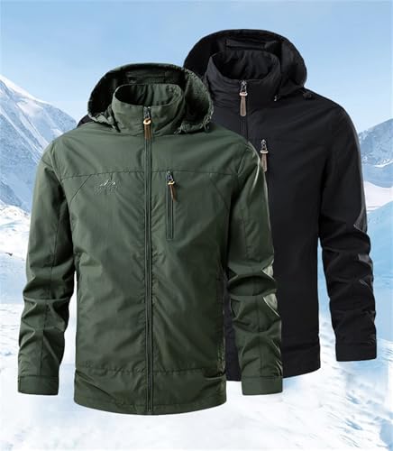 WSLCN Jaqueta masculina leve com capuz softshell primavera outono impermeável caminhadas jaqueta cor