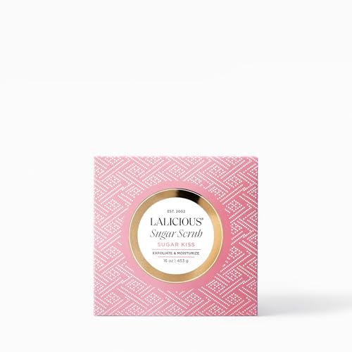 Image of LALICIOUS Sugar Kiss Exfoliating & Moisturizing Body Scrub | Sugar & Coconut Oil | Pre-Shave Scrub for Ingrown Hairs & Razor Bumps | Gently Buffs & Smooths Sensitive Skin | No Parabens | Large 16oz