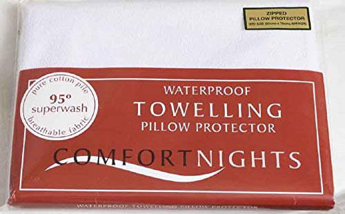Luxury Terry Towelling Waterproof Zipped pillow protectors, Pair, White, 50 x 70 cms - Image 3