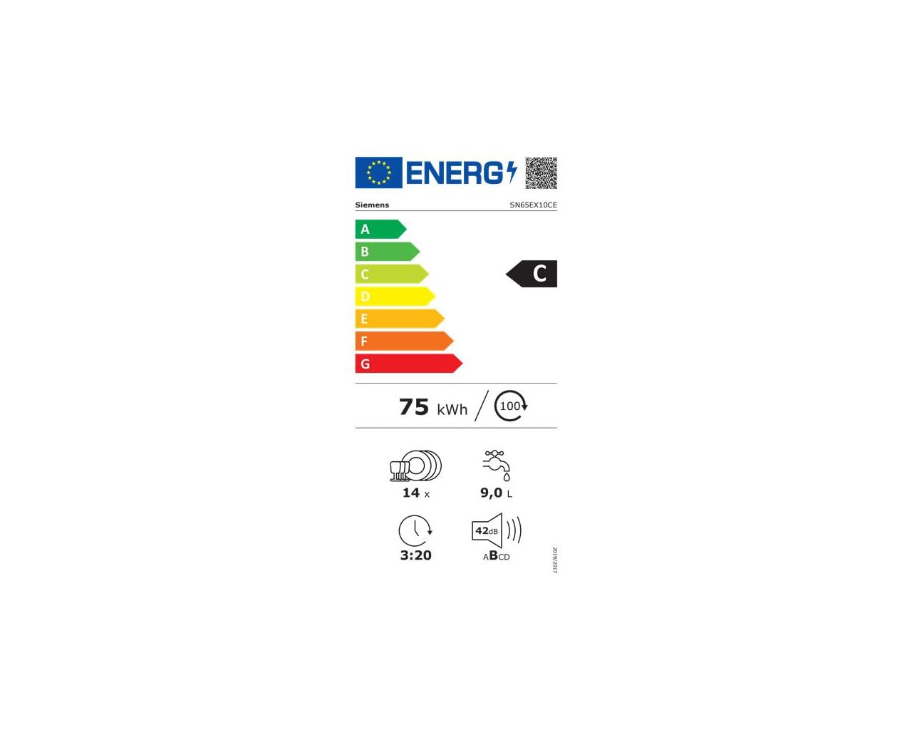 SIEMENS Lavastoviglie tutto integrabile, 60 cm, SN65EX10CE, IQ500, 14 posate, 8 programmi, 42DB