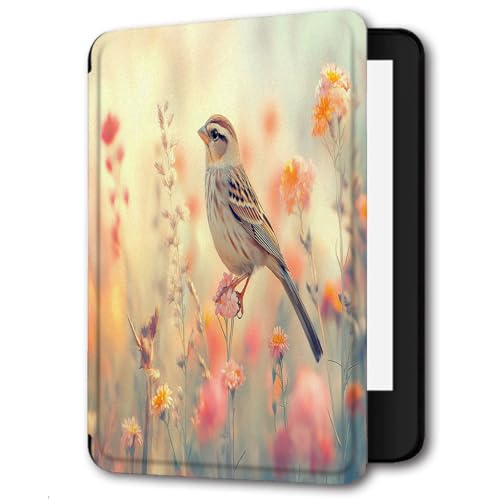 Custodia per Kindle Scribe 10.2 2024/2022 Rilasciato,Premium leggero PU Custodia in pelle con Auto Sleep/Wake per Kindle Scribe 10.2 pollici 2024/2022,Fiori E Uccelli