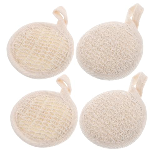 VALICLUD Toalla de baño con rodajas de lufa natural lufa con mango ducha esponja hombres esponja vegetal para mujer ducha colgante de baño esponja Sabana de algodon Beige