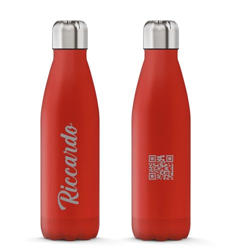 THE STEEL BOTTLE - Incisione a Laser su Bottiglia Termica in Acciaio Inox, Isolamento sottovuoto a Doppia Parete, capacità 500 ml, Chiusura Ermetica, Borraccia Portatile (Rosso)