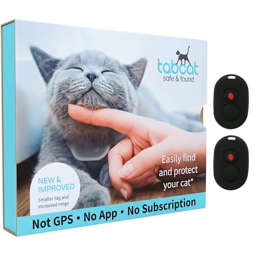 Tabcat V2 Cat & Kitten Tracker - No Monthly Subscription Fee | 2 Lightweight Homing Tags, Cases & Tracking Handset | More Accurate Than GPS | Track 2 Cats Indoors & Outdoors to 1' & 500 ft Range