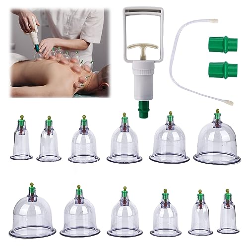 Cupping Ventouse Ensemble, 12pcs Tasses Ensemble de Ventouses Vide Ventouses Kit de Massage avec...