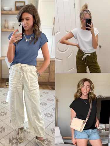 ATHMILE Womens Tops Basic T Shirts Summer Business Dressy Casual Cap Sleeve Tee Cute Clothes Trendy Fashion Outfits3