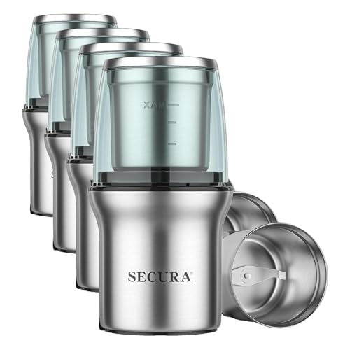 Secura Electric Coffee Grinder and Spice Grinder with 2 Stainless Steel Blades Removable Bowl | 2 Stainless Steel Blades Removable Bowls For Spice Coffee Bean Dry and Wet Ingredients Grinding product thumbnail 10