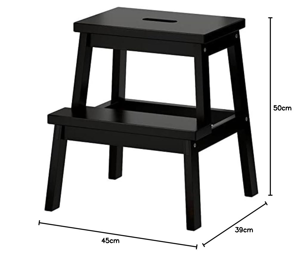 IKEA BEKVÄM Tritthocker aus Holz - 50 cm hoch mit Griffloch - Espe schwarz