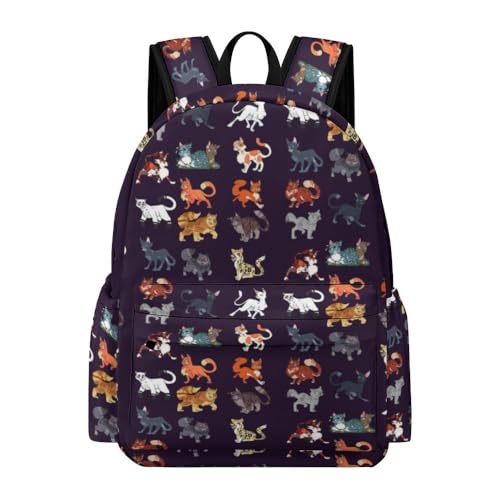 Botanybay Warriors Backpack Cats Backpack School Bookbags Lightweight Casual Travel Daypack Laptop Bag For Women Men Kids, Black