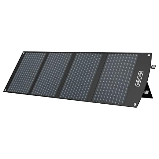 BALDERIA Solarboard 120W | Panel solar plegable | Placa solar para estaciones de energía, baterías, generadores móviles | Con DC, USB, 2 soportes y asa | Para exteriores, camping, autocaravana, barco