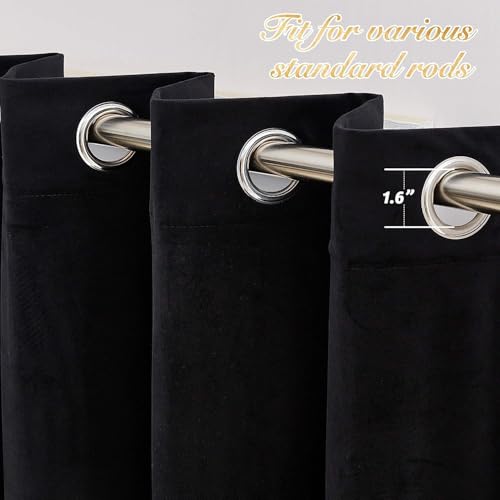 Image of aeTHEric Velvet Eyelet Door Curtains with pom pom Lace for Living Room Bedroom Kitchen 8 feet 1 pc