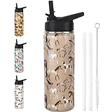 Horse Water Bottles with Straw, 18 Oz Insulated Stainless Steel Tumbler Cup Mug Horse Gifts for Women Girls Horse Lovers