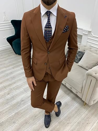 Mens Formal Suits Slim Fit Wedding Suit 3 Piece Party Prom Grooms Tuxedo Two Button Suit Jacket Blazer Pants Set3