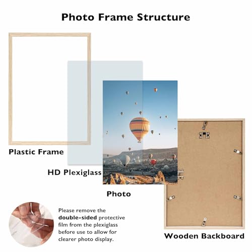 Image of JCJMY 10x13 Picture Frame for Wall Hanging, Wall Mounting Horizontally or Vertically, 10 x 13 Wall Gallery Poster Photo Frame with Shatter Resistant Plexiglass, Natural