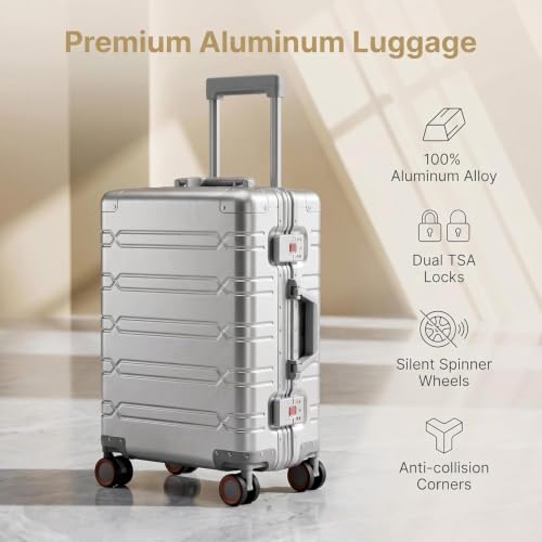 Aerovell Zipperless All‑Aluminum Checked Suitcase,Spinner Luggage(20+28) by Aerovell - Used condition - Image 2