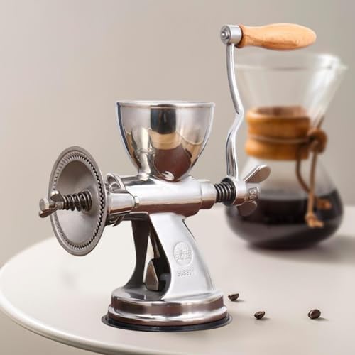 NonMiFyR Manual Coffee Grinder Hand Crank Burr Mill Coffee Maker Coffee Bean Grinder Grinding Machine Stainless Steel Compact Portable Suction Clamp Base Suita - 4